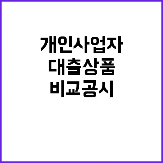 개인사업자 대출상품 비교공시 서비스로 쉽게 확인!