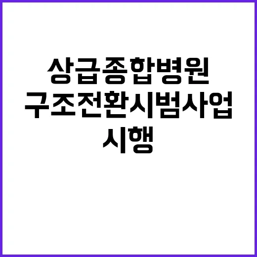 상급종합병원 내달 구조전환 시범사업 본격 시행 예정!