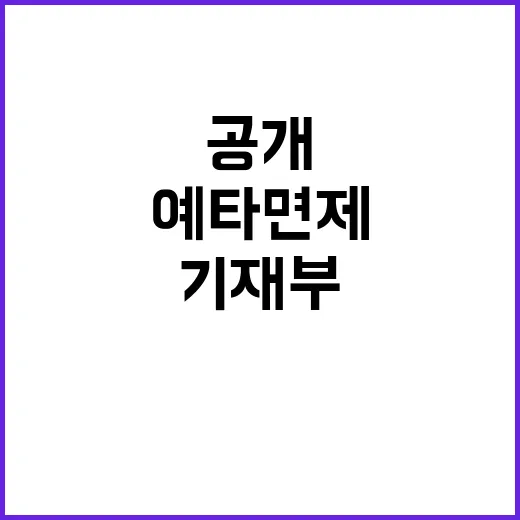 예타 면제 제도 기재부의 충격적 사실 공개!