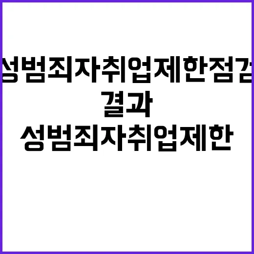 성범죄자 취업제한 점검결과 모두가 알아야 할 사실!