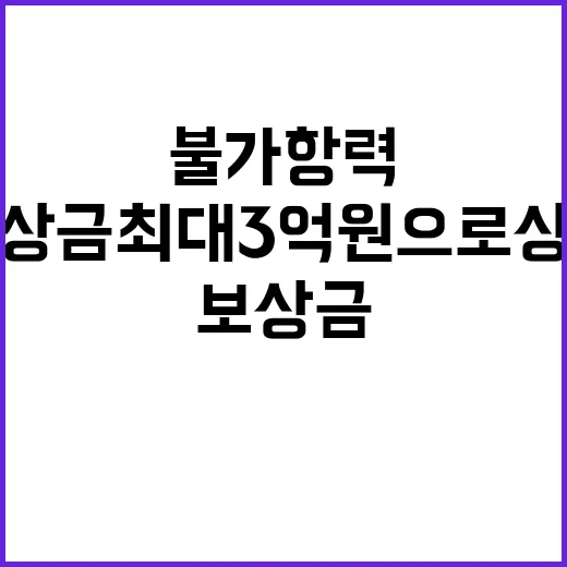 불가항력 보상금 최대 3억 원으로 상향 결정!