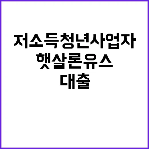 햇살론유스 저소득 청년사업자 대출 기회 열리다!