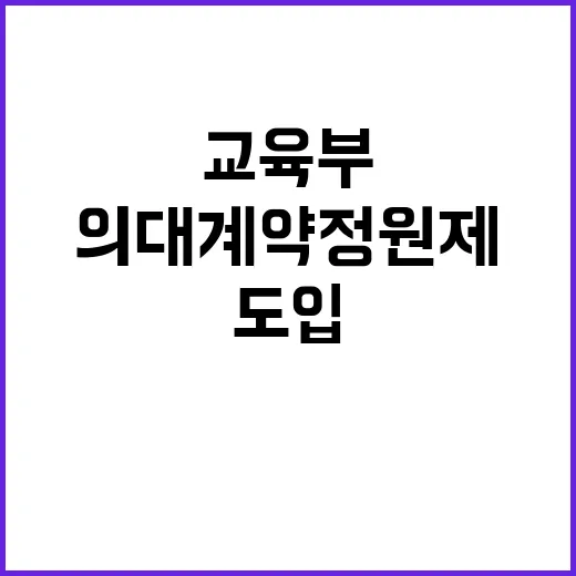 ‘의대 계약정원제’ 도입 교육부의 진실은 무엇?