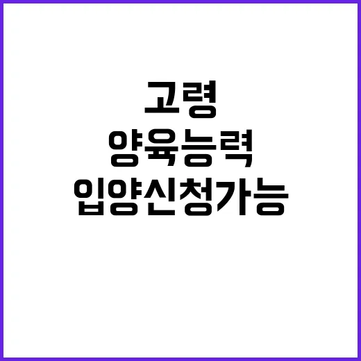 입양 신청 가능 고령도 양육 능력 중요!