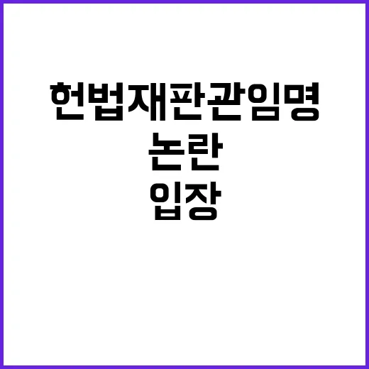 헌법재판관 임명 논란 국조실의 반전 입장!