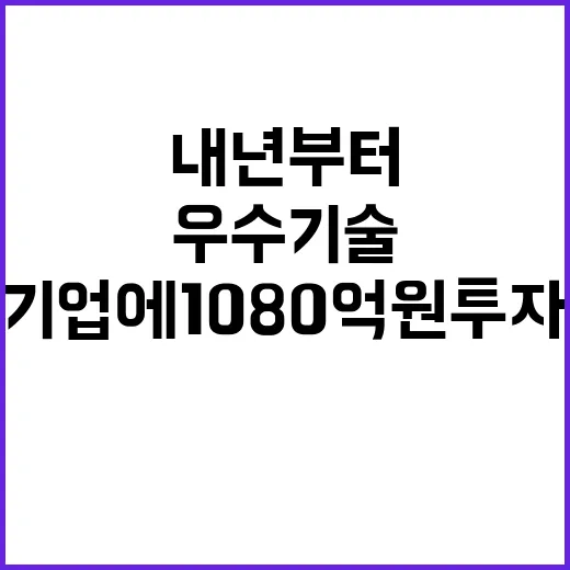 우수기술 내년부터 기업에 1080억 원 투자!