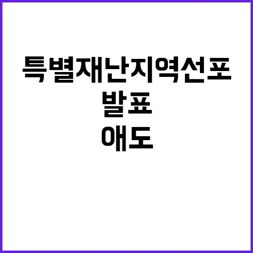 사상자 애도 특별재난지역 선포 발표 예정!