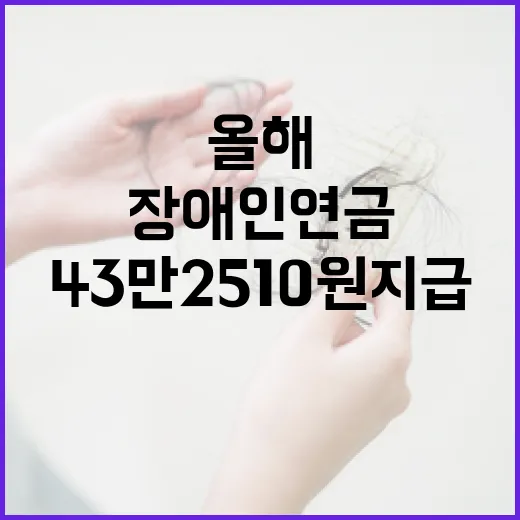 장애인연금 인상 올해 43만 2510원 지급!