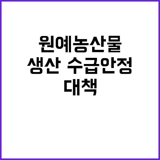 원예농산물 대책, 연말까지 생산·수급안정 발표 예정!