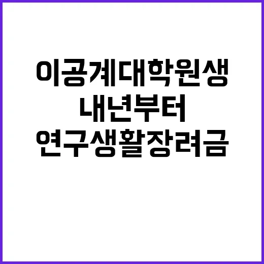 연구생활장려금, 내년부터 이공계 대학원생 지급!