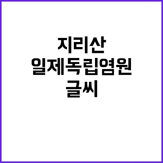 지리산 발견 일제 …