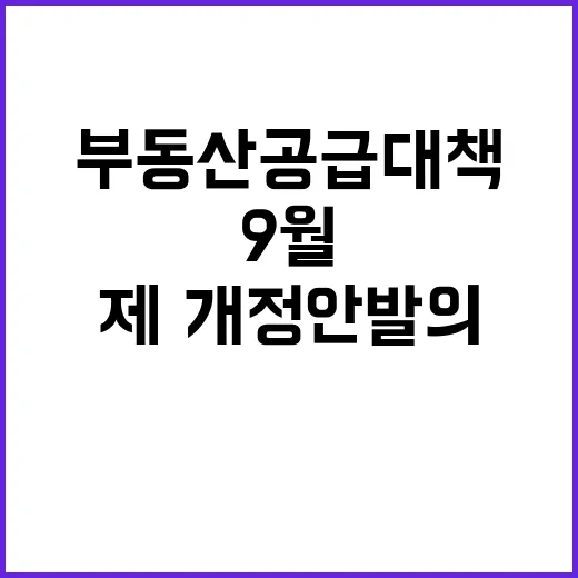 부동산 공급 대책 9월 제·개정안 발의 예정!