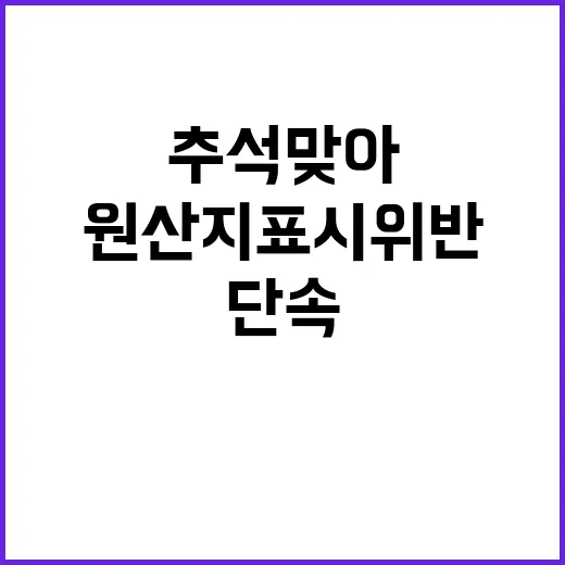 원산지표시 위반 추석 맞아 단속 강화!