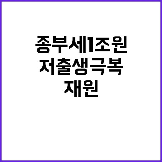 종부세 1조 원 저출생 극복의 새로운 재원!