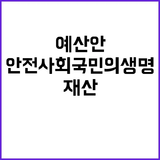 안전 사회 국민의 생명과 재산 보호 예산안 공개!