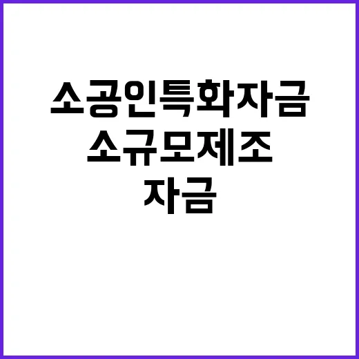 소공인 특화자금 소규모 제조업체의 새로운 기회!