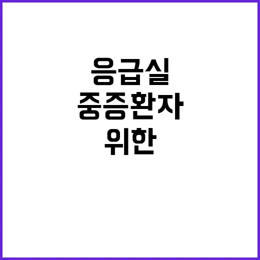 응급실 중증환자 위한 지원 방안 공개!