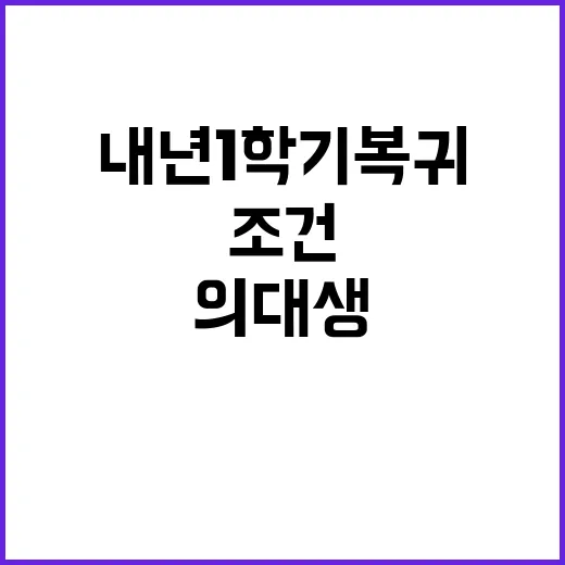 의대생 내년 1학기 복귀 조건 제한적 휴학 허용!