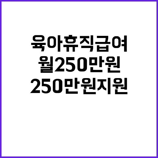 육아휴직급여 월 250만원 지원 가정과 일의 승리!