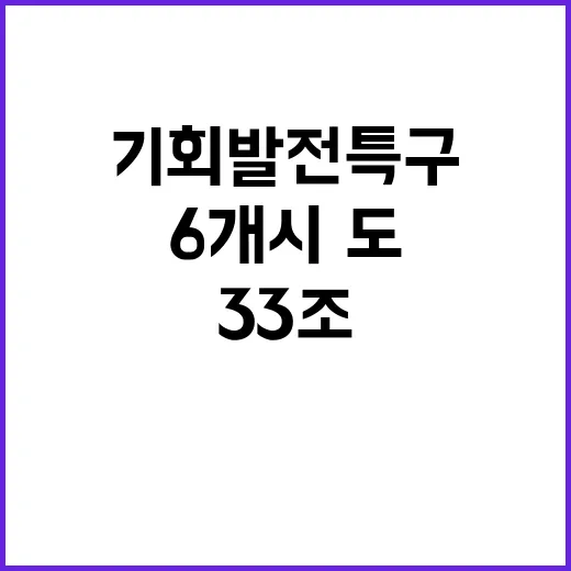 기회발전특구 33조 투자 6개 시·도 변화 예고!