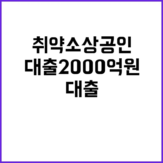 취약소상공인 대출 2000억원 금융지원 대폭 확대!