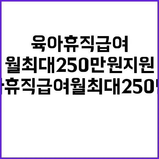 육아휴직 급여 월 최대 250만 원 지원 발표!