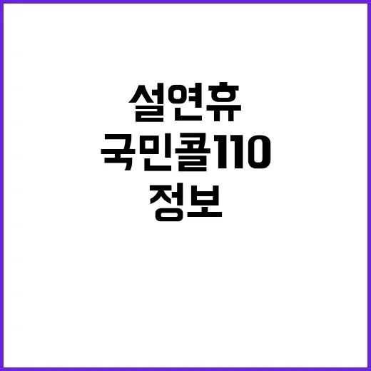 국민콜110 설 연휴에도 운영 필요한 정보 안내!