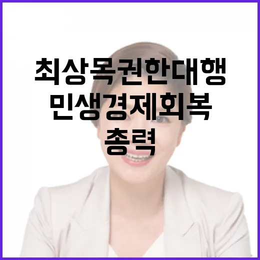 민생경제 회복 최상목 권한대행의 총력 다짐!