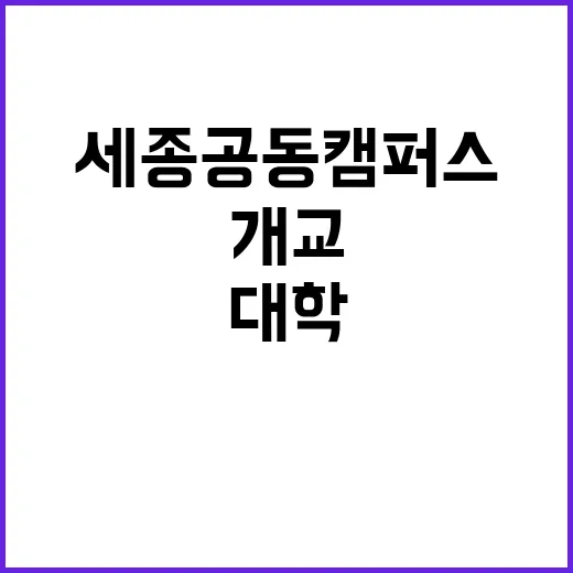 세종 공동캠퍼스 서울대 포함 7개 대학 전격 개교!