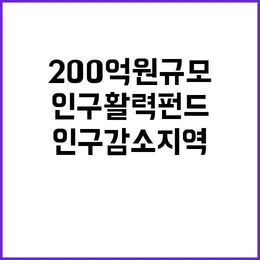 인구활력펀드 200억 원 규모로 인구감소 지역 지원!