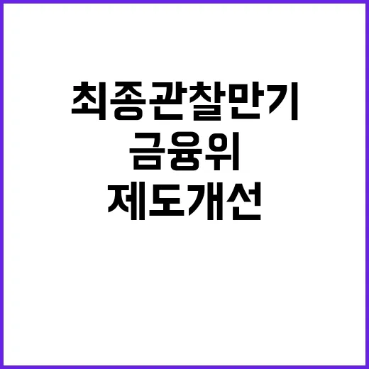 금융위 “최종관찰만…