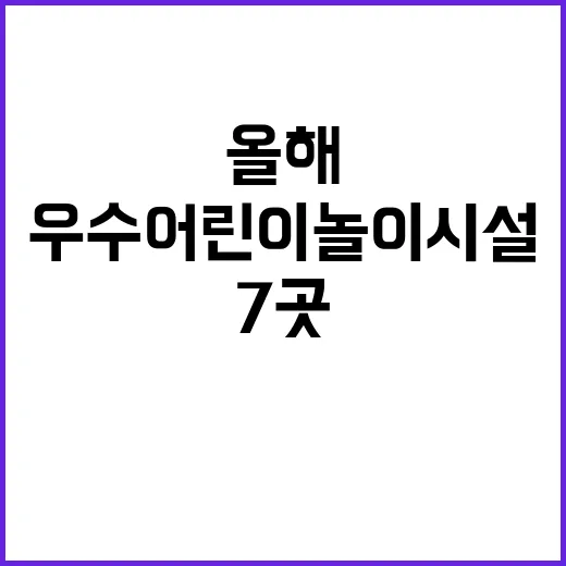 ‘우수 어린이놀이시설’ 올해 7곳 부산도 포함!