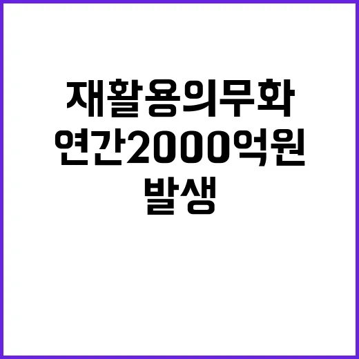 재활용 의무화 연간 2000억 원 이익 발생!