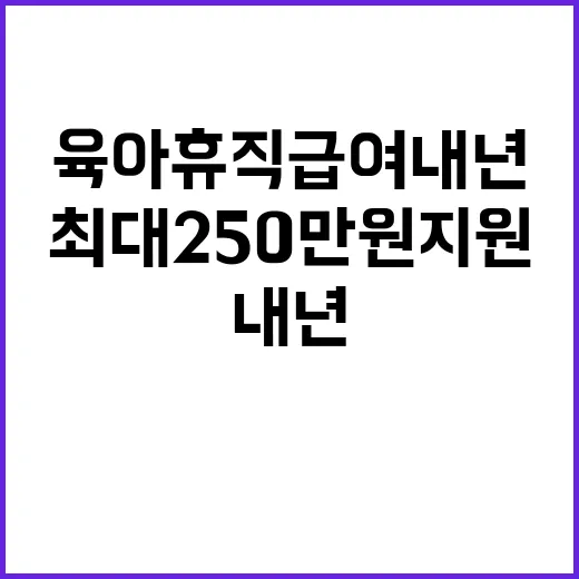 육아휴직급여 내년 월 최대 250만원 지원 확정!