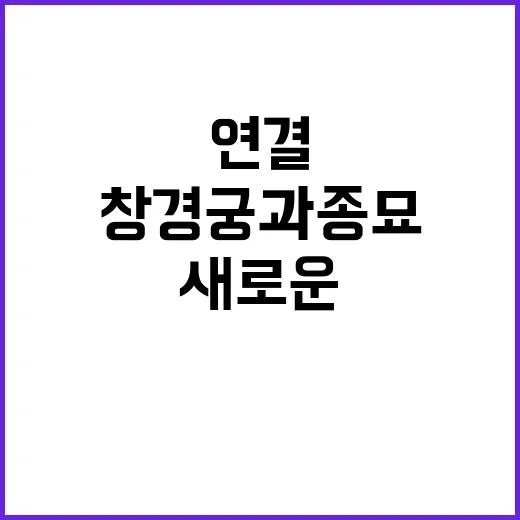 창경궁과 종묘 새로운 출입구로 연결되는 역사적 변화!