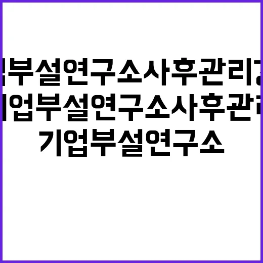 “기업부설연구소 사후관리 강화 진실은 이렇다!”