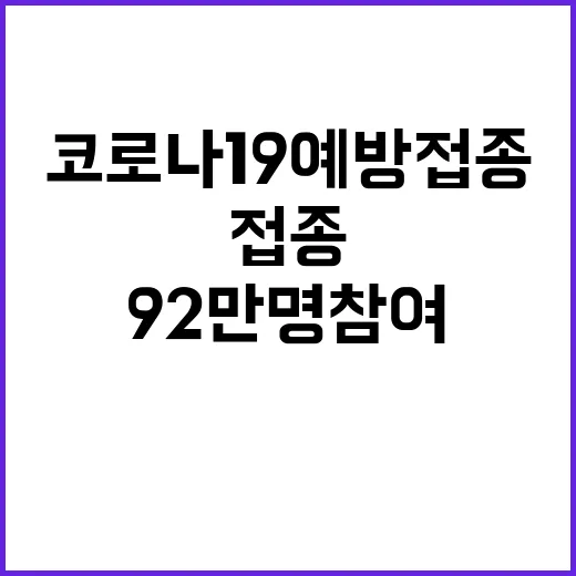 코로나19 예방접종 92만 명 참여 소식!