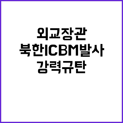 북한 ICBM 발사 외교장관 강력 규탄 발표!