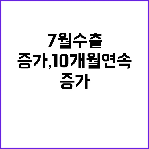 7월 수출 증가, 10개월 연속 호조 유지!