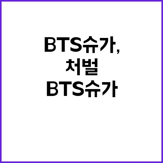 BTS 슈가, 법적 처벌 가능성 증대! 당사자 반응은?