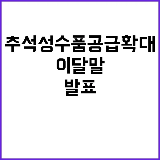 추석 성수품 공급 확대 이달 말 발표!