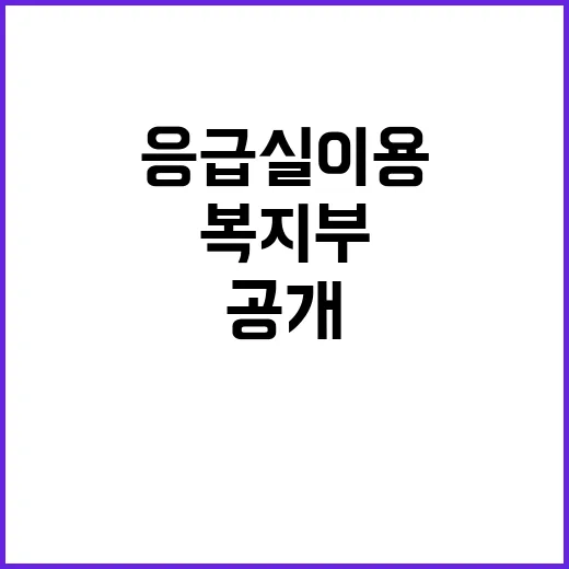 응급실 이용 불편 복지부의 최선 노력 공개!