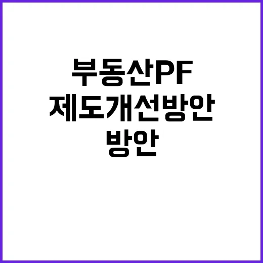 부동산 PF 금융위의 제도개선 방안 미확정!