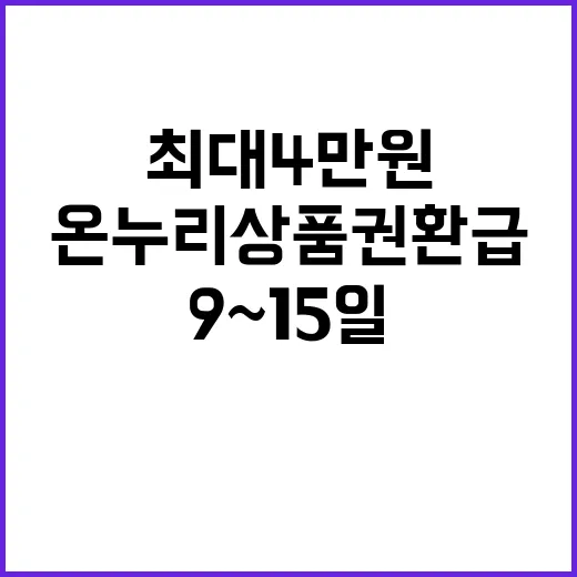 온누리상품권 환급 9~15일 최대 4만 원!