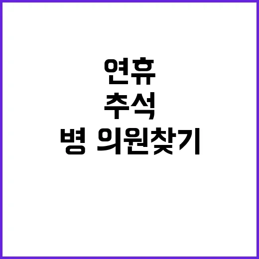 병·의원 찾기 추석 연휴 동안 안전한 방법!