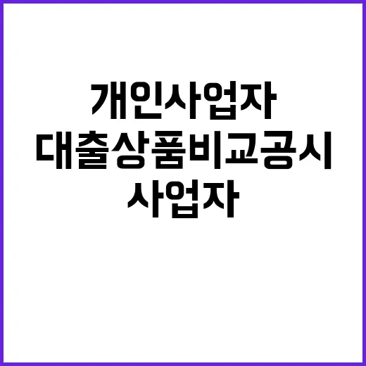 대출상품 비교공시 서비스 개인사업자에게 필수!