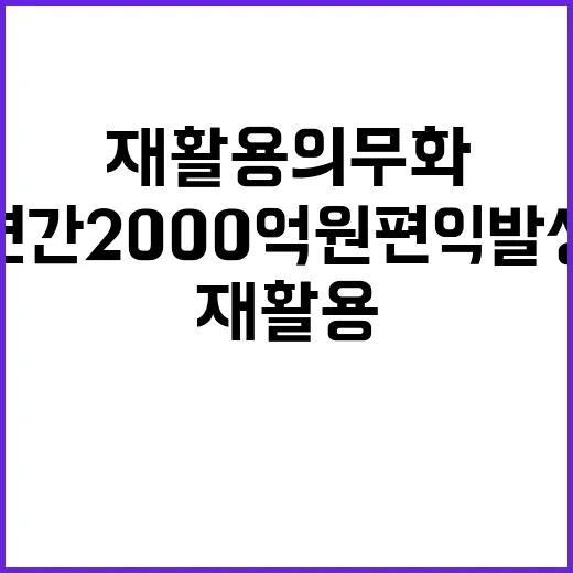 재활용 의무화 연간 2000억 원 편익 발생!