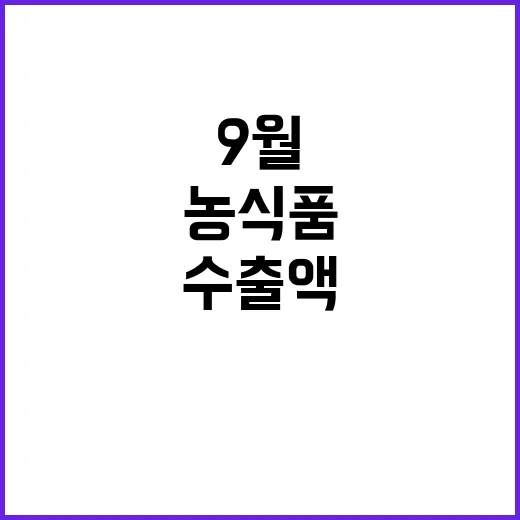 농식품 9월까지 역대 최대 수출액 73억 750만 달러!