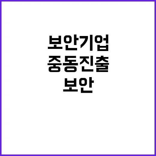 보안기업 중동 진출로 새로운 기회 창출!