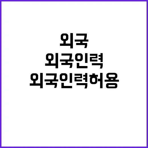 고용부 외국인력 허…